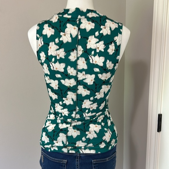 Rag and Bone Sabeen Floral Mockneck Sleeveless Top Green Stretch Slim Fit Sz XS - Picture 8 of 15